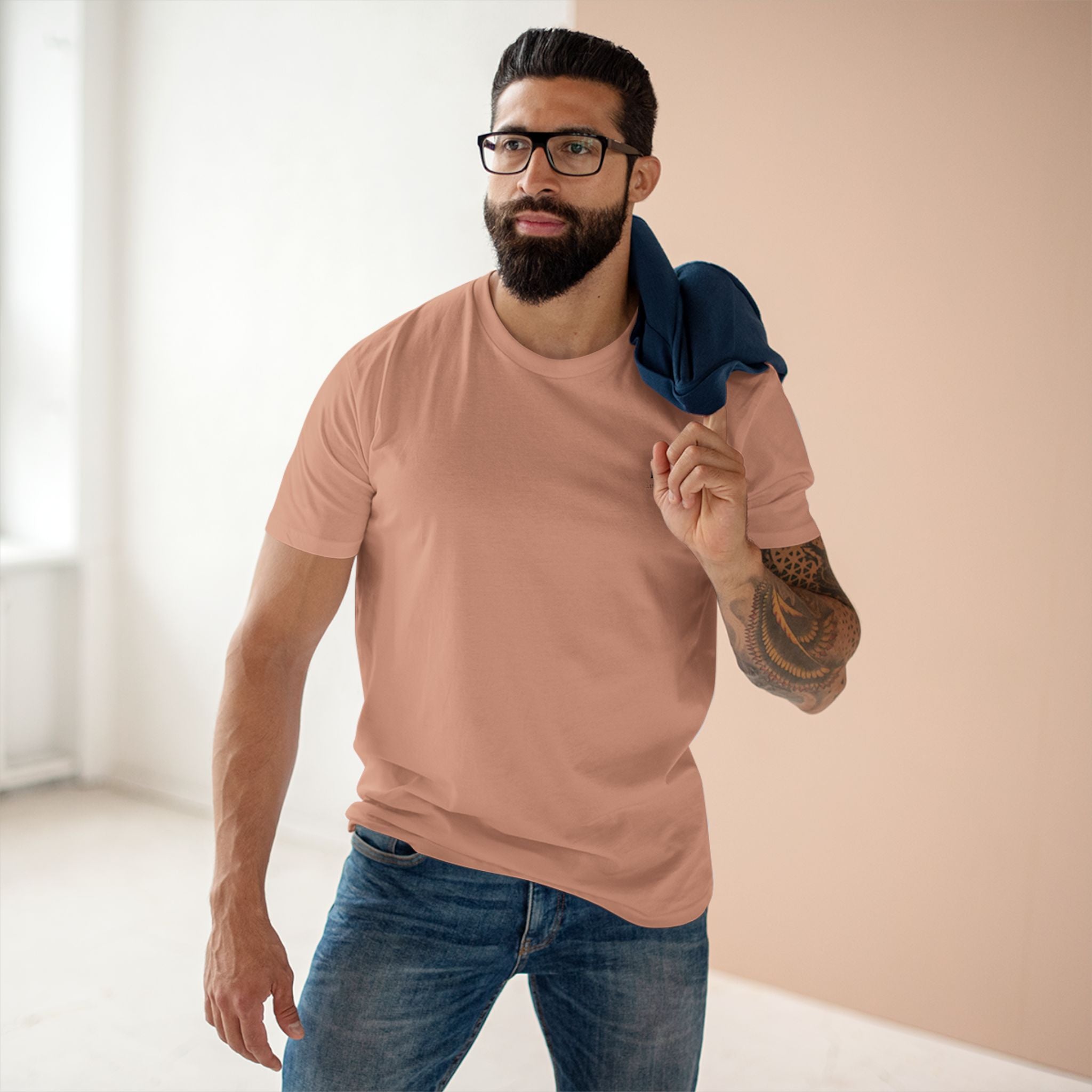 Classic Solid T‑Shirt — Men's Peach Crew Neck Staple Tee