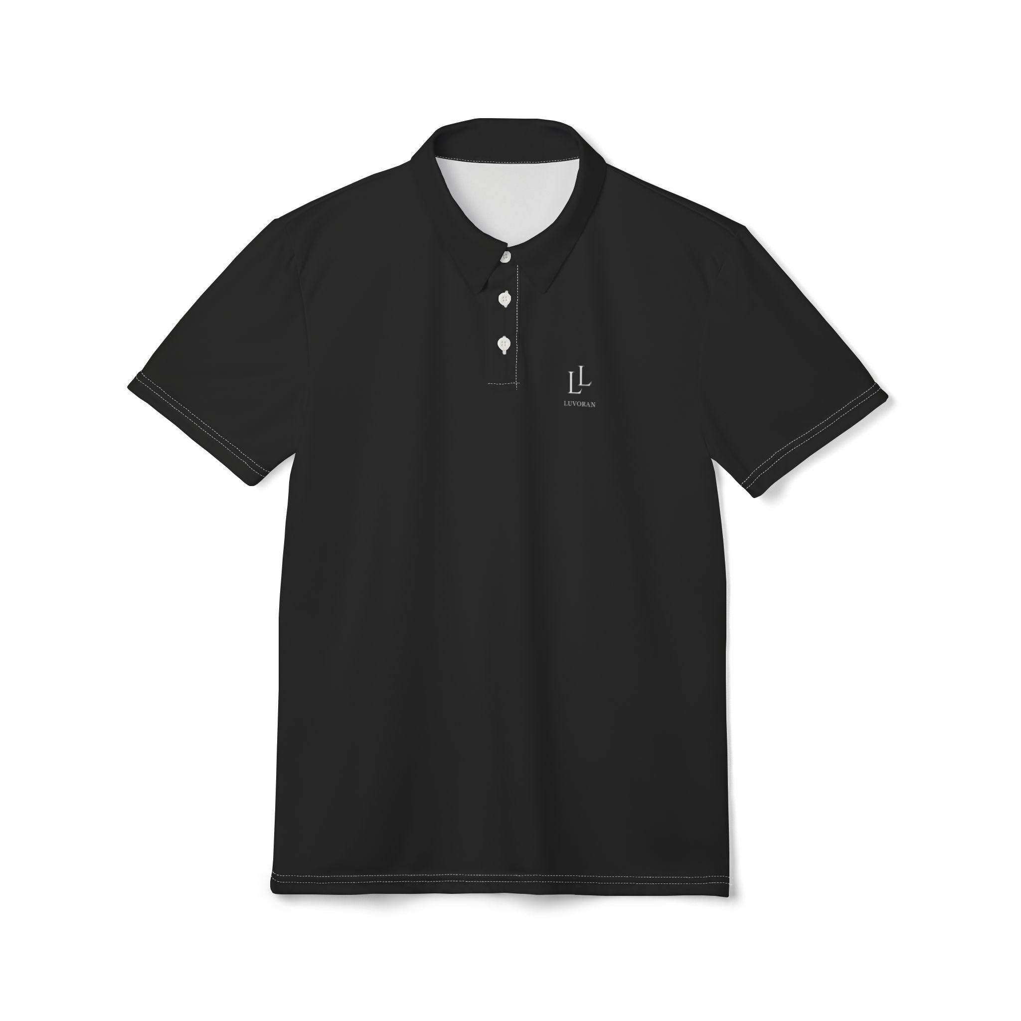 Black Logo Polo Shirt — Minimalist Branded Polo for Men